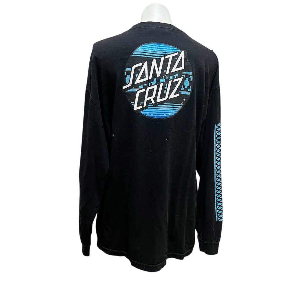 Santa Cruz Long Sleeve Graphic T-Shirt Men's XL Black Blue Wave Dot Logo - Picture 6 of 10